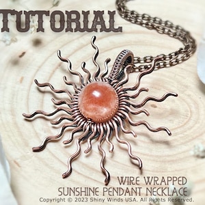 Tutorial SUN Pendant Necklace PDF Instant Download How To Make Wire Wrapped Crystal Bead Necklace Sunshine Jewelry Step By Step DIY Pattern