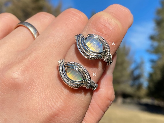Sterling Silver Genuine Ethiopian Opal Wrap Ring Sterling Silver Genuine Ethiopian Opal Wrap Ring