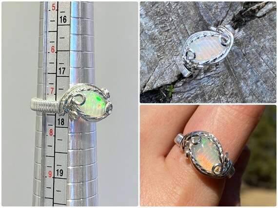 Sterling Silver Genuine Ethiopian Opal Wrap Ring Sterling Silver Genuine Ethiopian Opal Wrap Ring