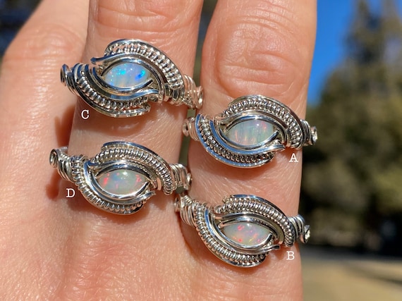 Sterling Silver Genuine Ethiopian Opal Wrap Ring Sterling Silver Genuine Ethiopian Opal Wrap Ring