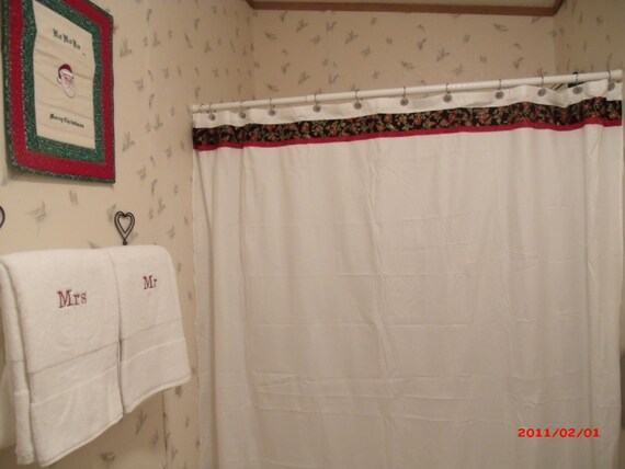 Christmas Shower Curtain And Towel Set Poinsettia Shower Etsy