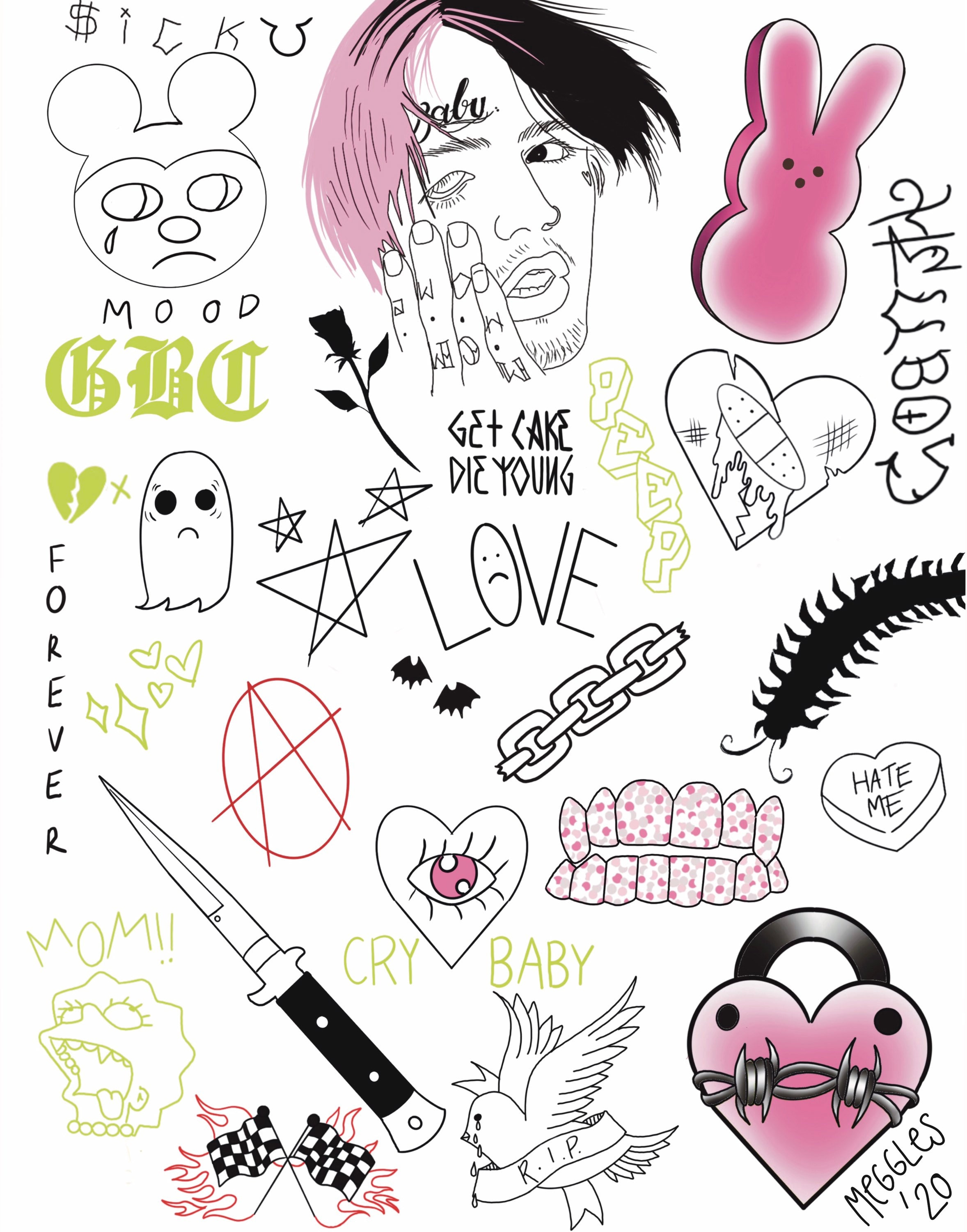 Top more than 81 easy lil peep tattoos drawing in.cdgdbentre