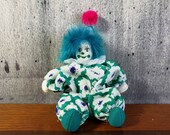 Small But Knowing Clown, Clown Figurine, Turquoise Clown, Jester Figurine, Creepy Doll, Creepy Clown, Jester Clown, Haunted Doll Watch