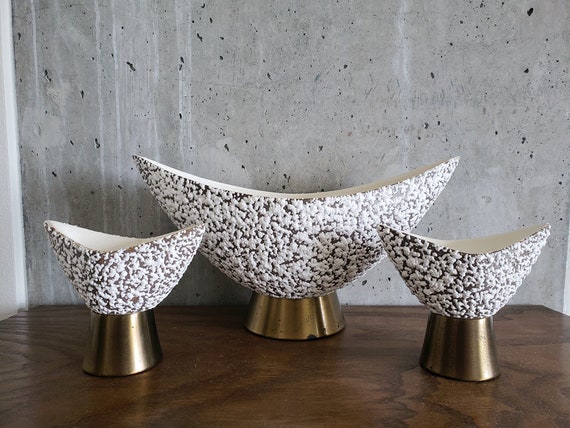 Royal Haeger Pebble Finish Table Centerpiece Set