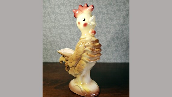Enchanto Pottery Rooster Statue Vintage Kitchen Decor Etsy