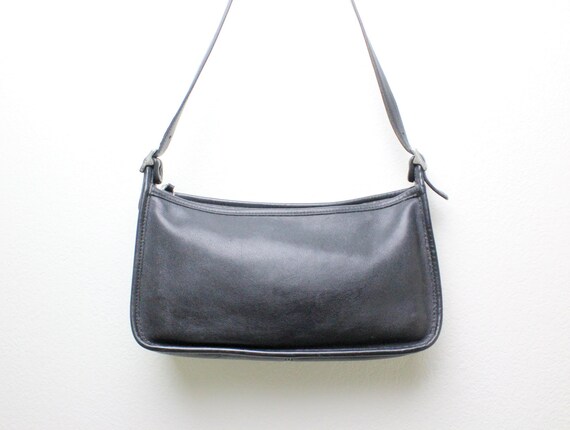 vintage coach black leather shoulder bag