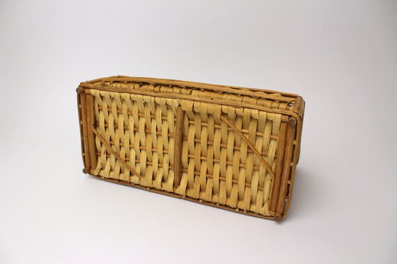 Vintage Rattan Desk Organizer Straw Letter Organizer Office Etsy