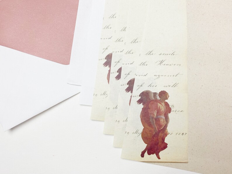 Vintage Mini Stationery Letter Set - Pink Roses & Angel - Victorian ...