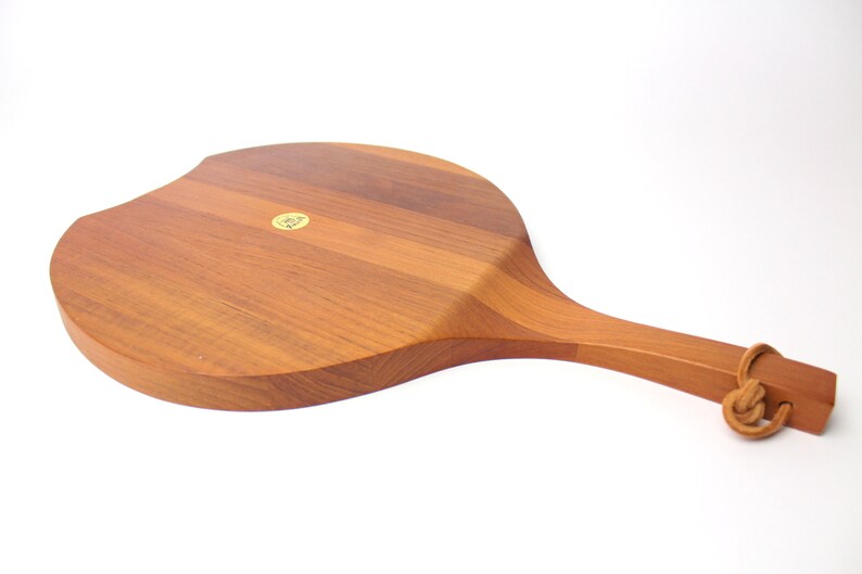 Vintage New Teak Kjeni Merlose Cheese Board Bread /& Salami Cutting Board with Leather Loop 4370 Serving Tray Danish Modern Wood Denmark
