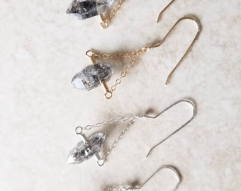 Limited Edition Shooting Star Chain Dangle Earrings Gold Silver Cosmos inspired Artisan Jewelry by The Astral Forge White Diamonds