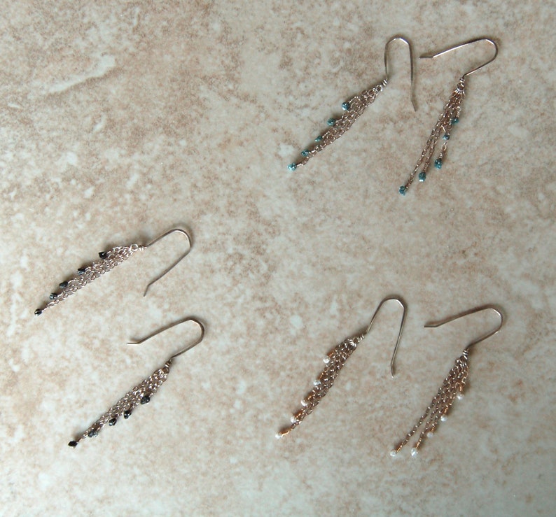 Limited Edition Shooting Star Chain Dangle Earrings Gold Silver Cosmos inspired Artisan Jewelry by The Astral Forge White Diamonds