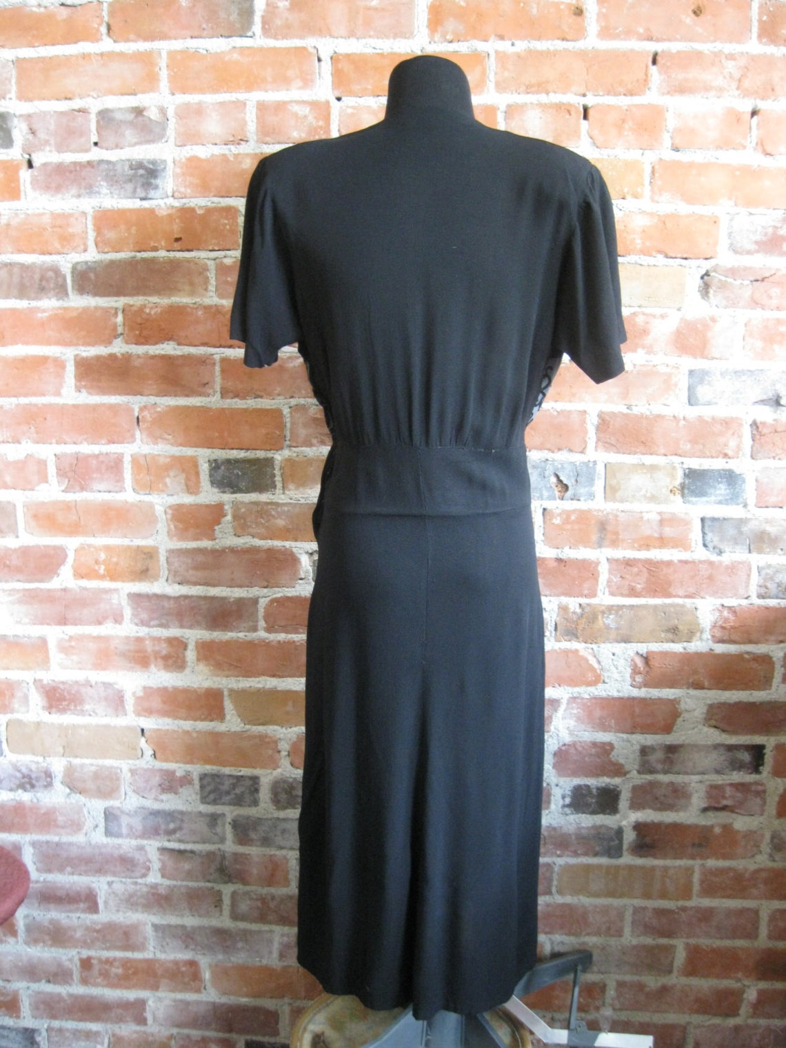 Vintage 1940s Black Rayon Crepe Swing Dress // 40s WWII Era - Etsy
