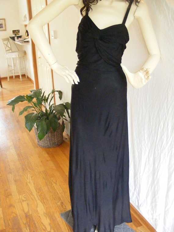 Vintage 1920s to 1930s Black Rayon Jersey Dress |… - image 3