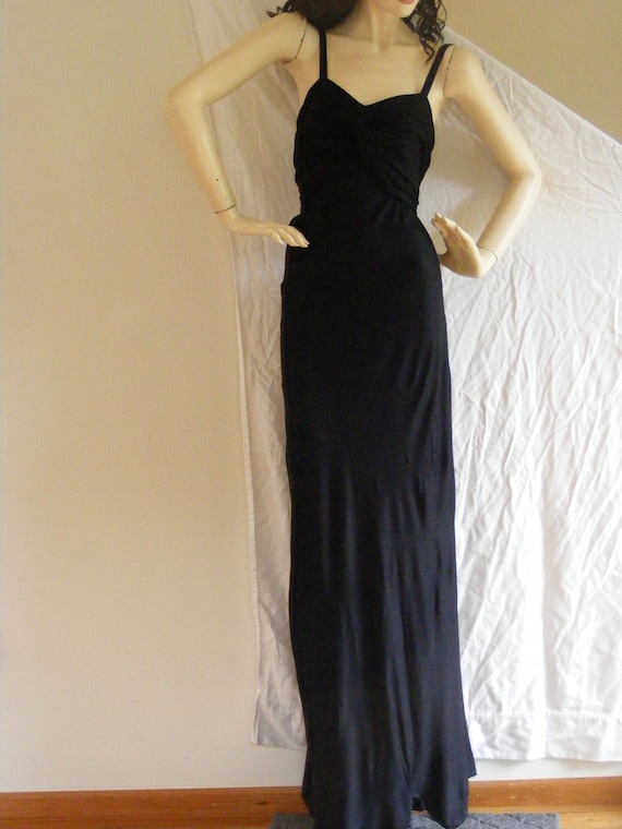 Vintage 1920s to 1930s Black Rayon Jersey Dress |… - image 5