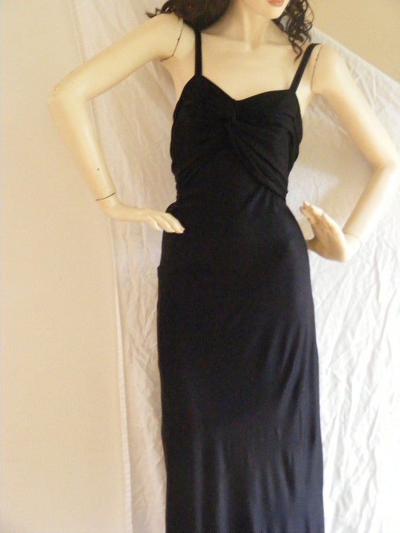 Vintage 1920s to 1930s Black Rayon Jersey Dress |… - image 2