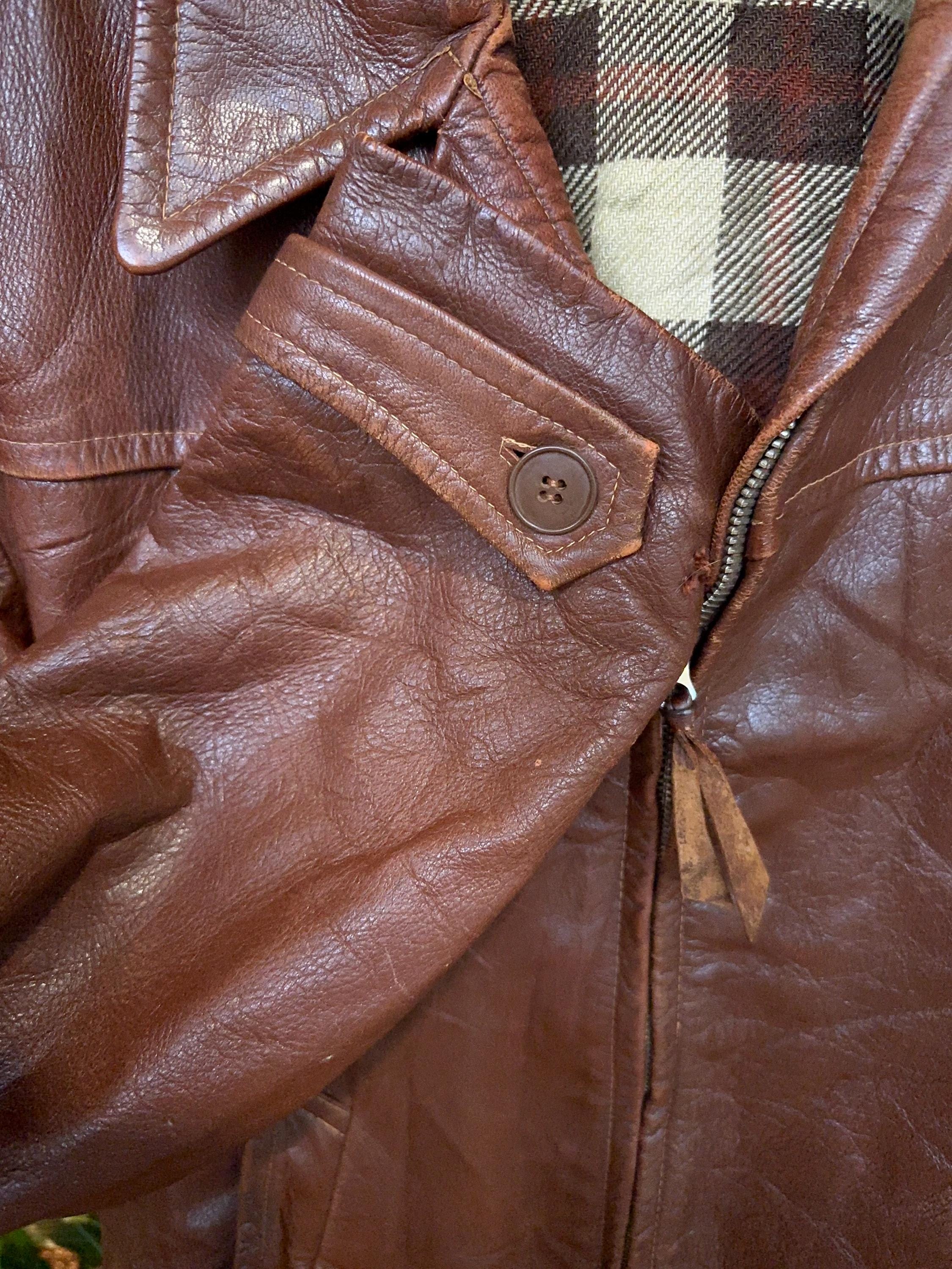 Vintage 70s Swedish Goatskin Leather Jacket: Akta Getskinn, Plaid