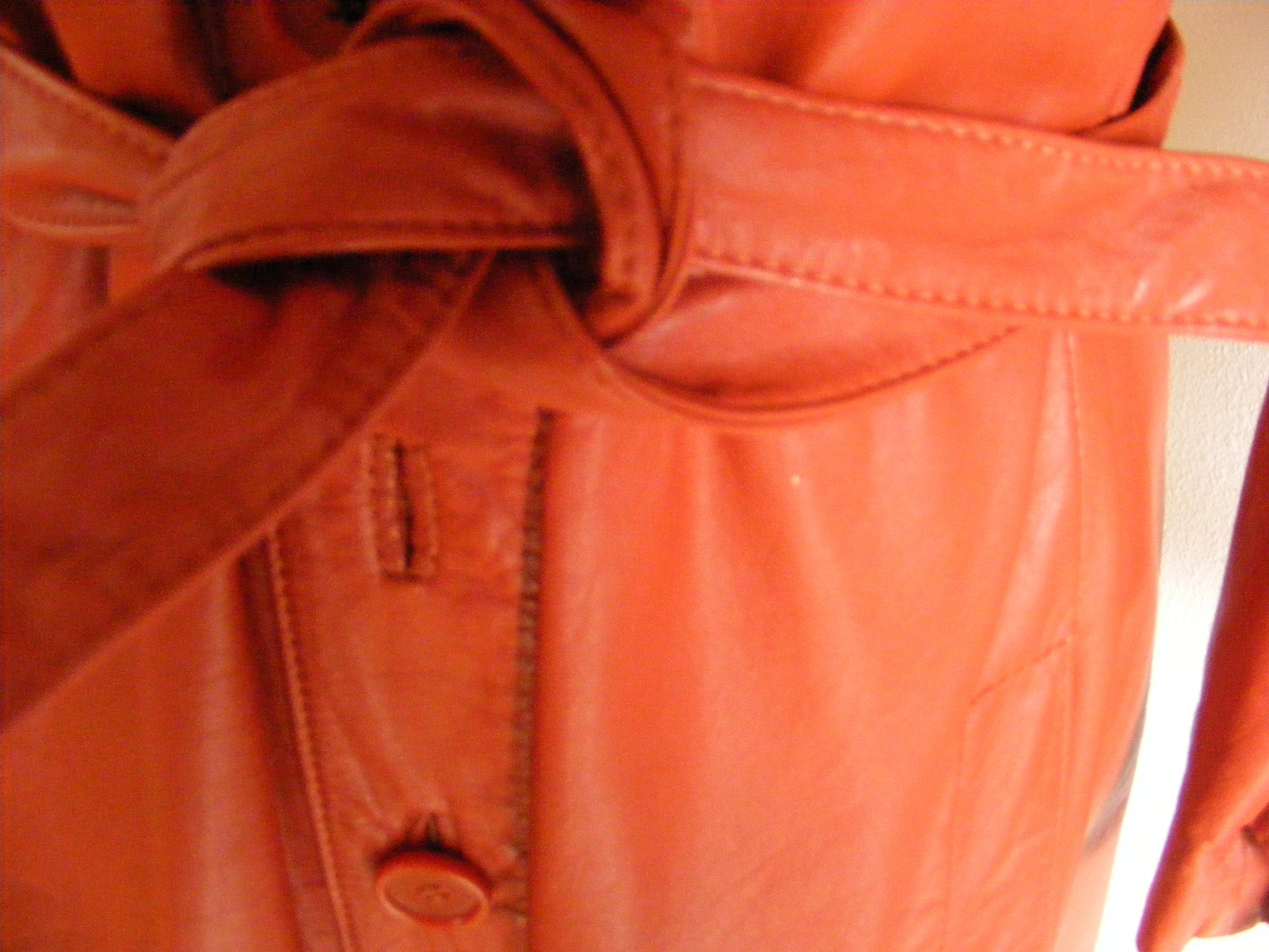 1970s Belted Leather Trench Coat Jacket / 70s Rust Brown Trench Coat ...