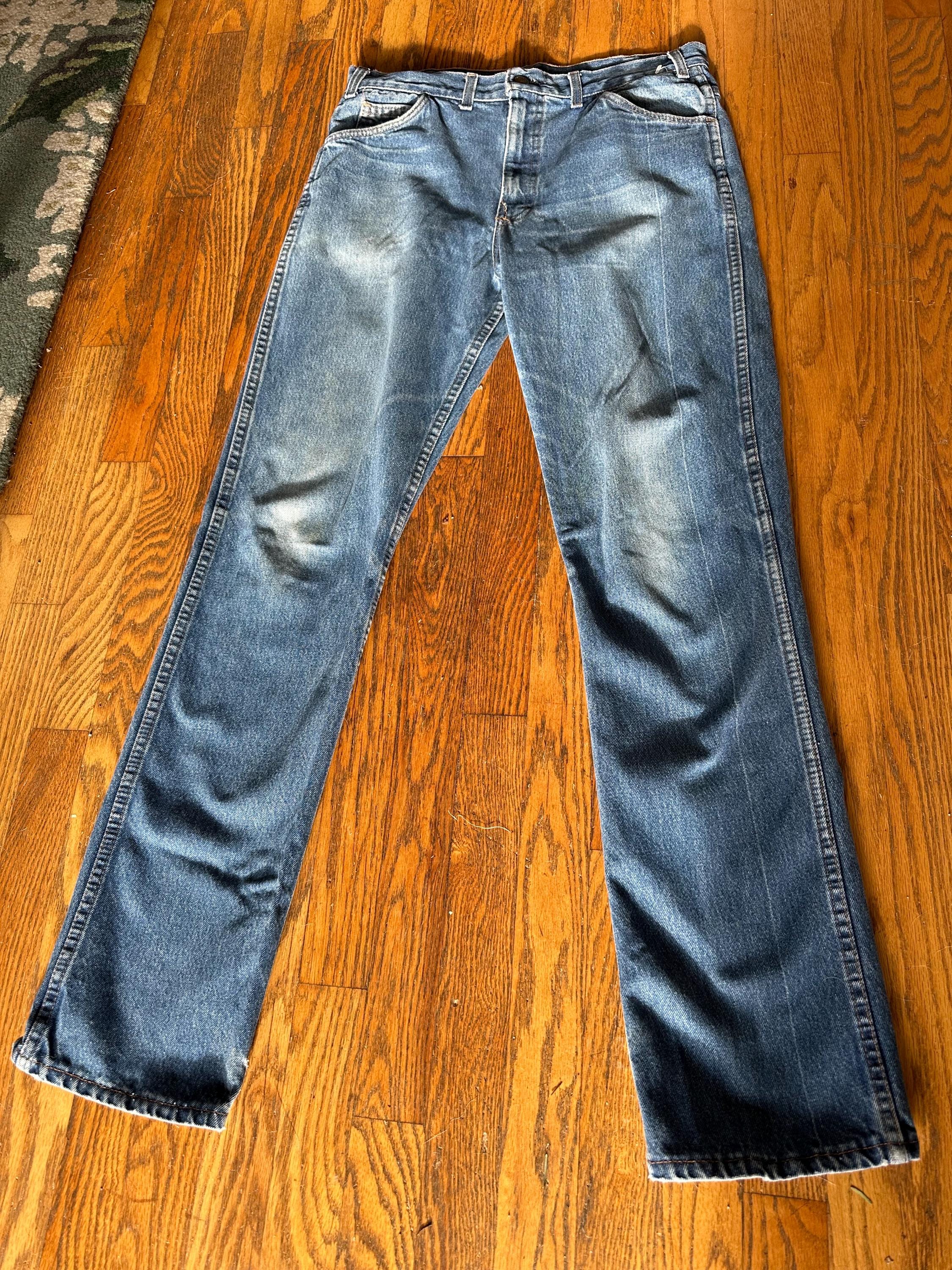 デニム+ジーンズ KEY SADDLE KING Denim Pants USA 1970s Vintage 70s Key Saddle King Faded Blue Denim Jeans, Cowboy