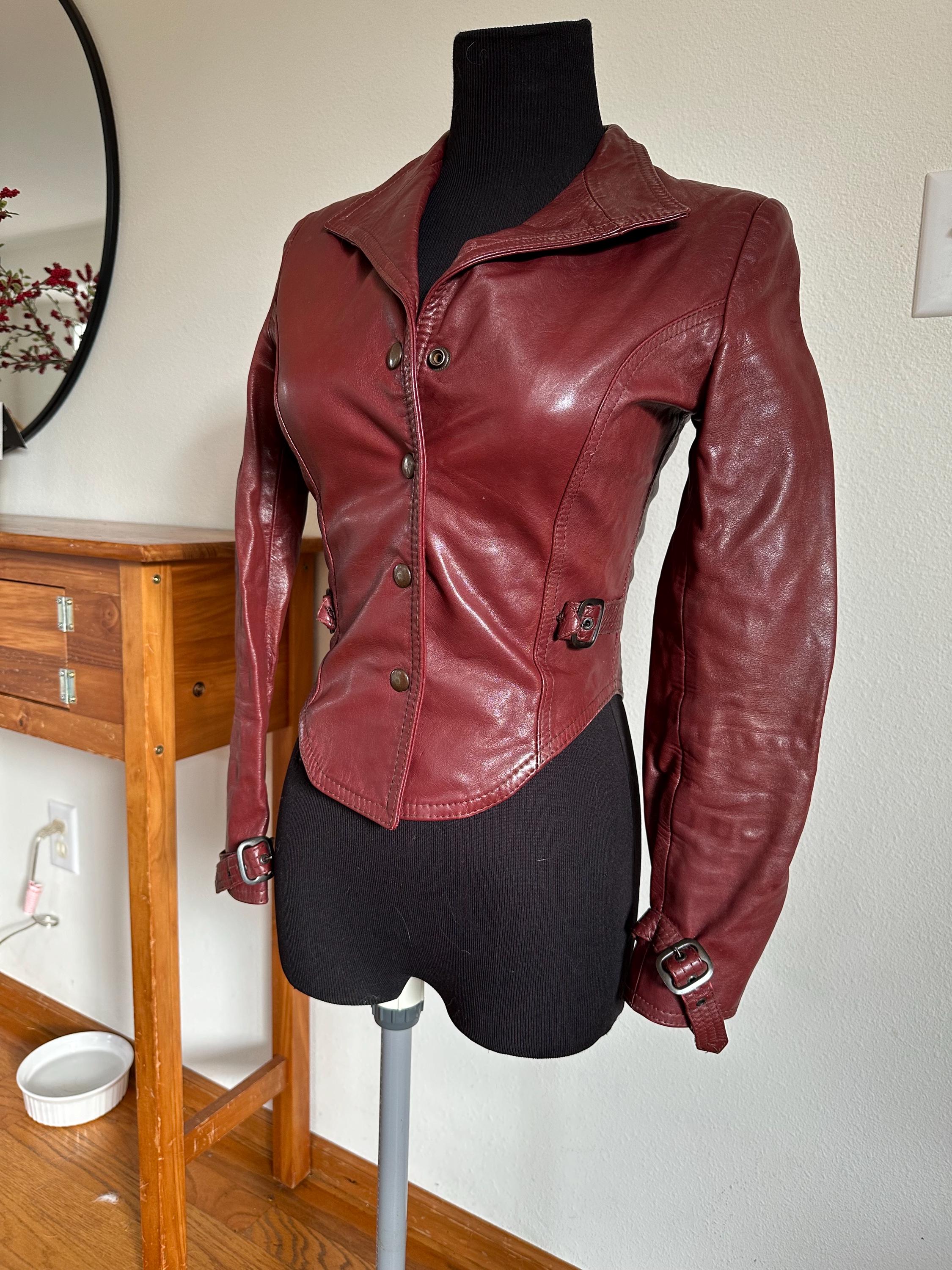 デザイン◎ 70s~ UNKNOWN Vintage Leather JKT Original Rare Vintage 70s British Style Lightning Type
