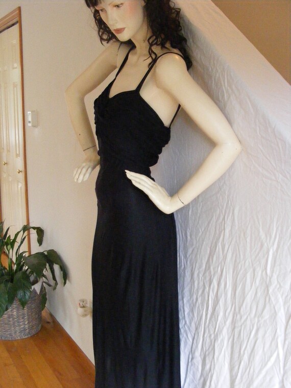 Vintage 1920s to 1930s Black Rayon Jersey Dress |… - image 4