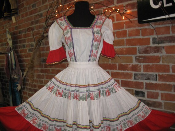 Vintage 1950s White Puff Sleeve Square Dance Dres… - image 5