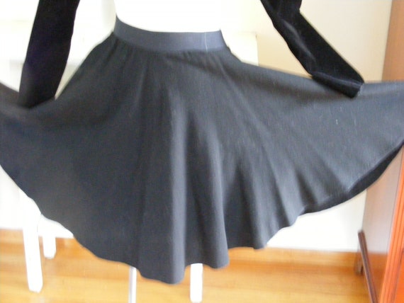 Vintage 1950s 50s Black Wool Full Circle Skirt //… - image 6