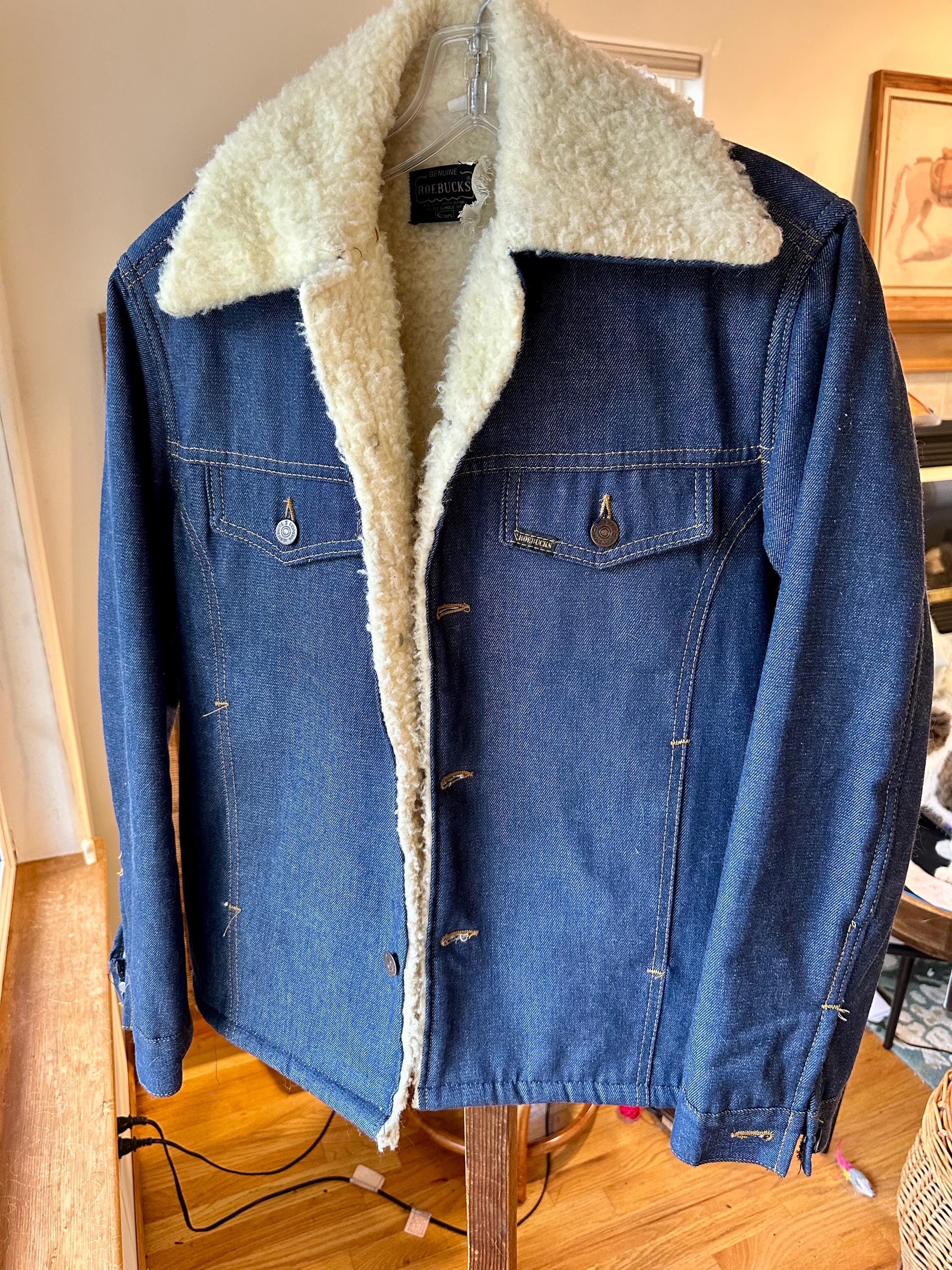 Vintage 1970s Sears Roebuck Denim Jacket: Fleece Lined Work Coat