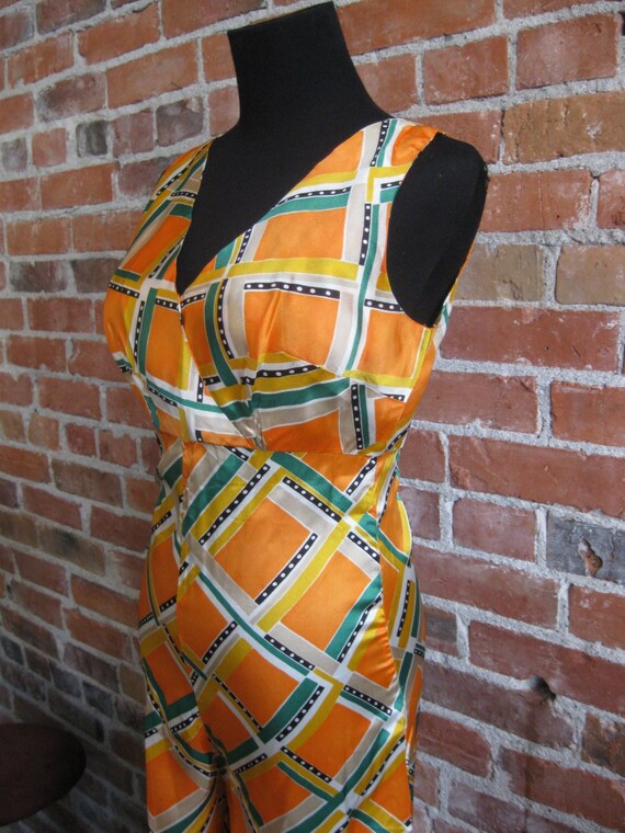 Vintage 1970s 70s Orange Jumpsuit Jumper Romper /… - image 2