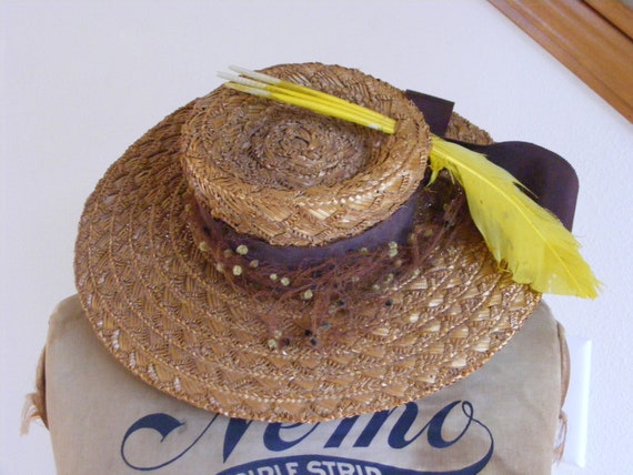 1930s Straw Boater Hat by Warner Brothers Studio S