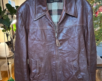 Vintage 70s Swedish Goatskin Leather Jacket: Akta Getskinn, Plaid Wool Lining