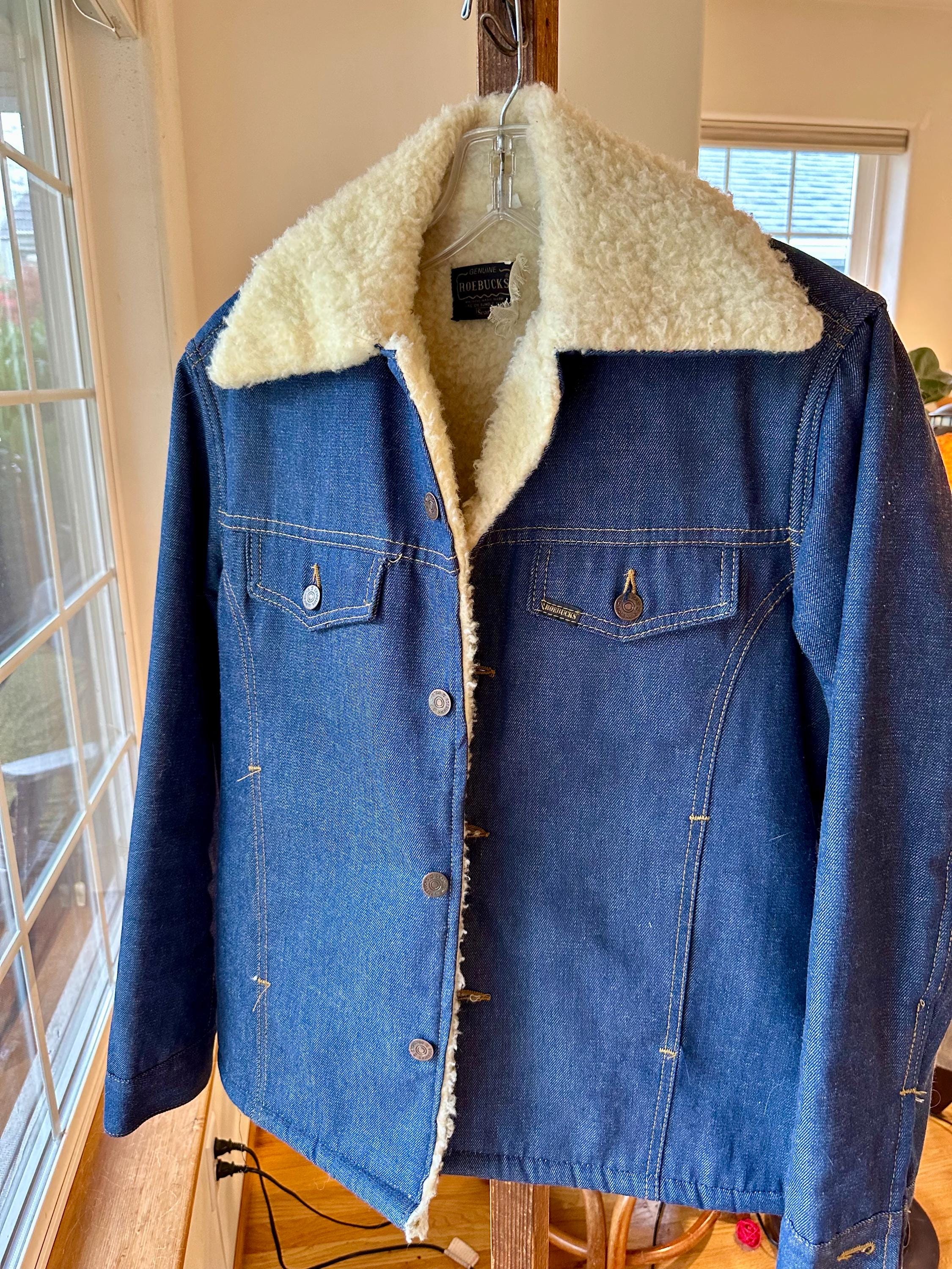 Vintage 1970s Sears Roebuck Denim Jacket: Fleece Lined Work Coat