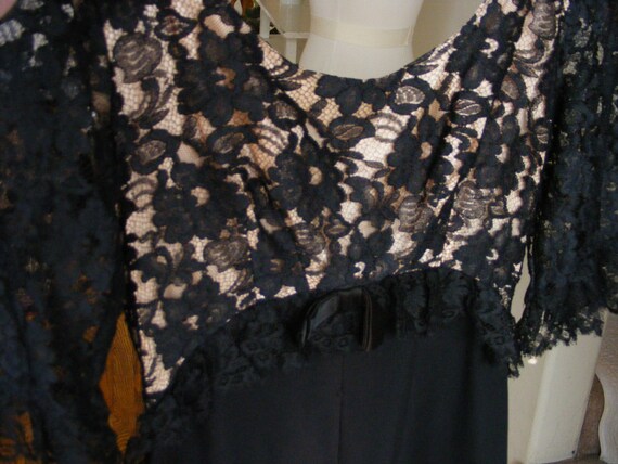 Mid Century Black Lace Illusion Dress / Another A… - image 5