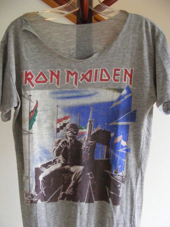 Vintage 1984 Iron Maiden T-Shirt Powerslave World 