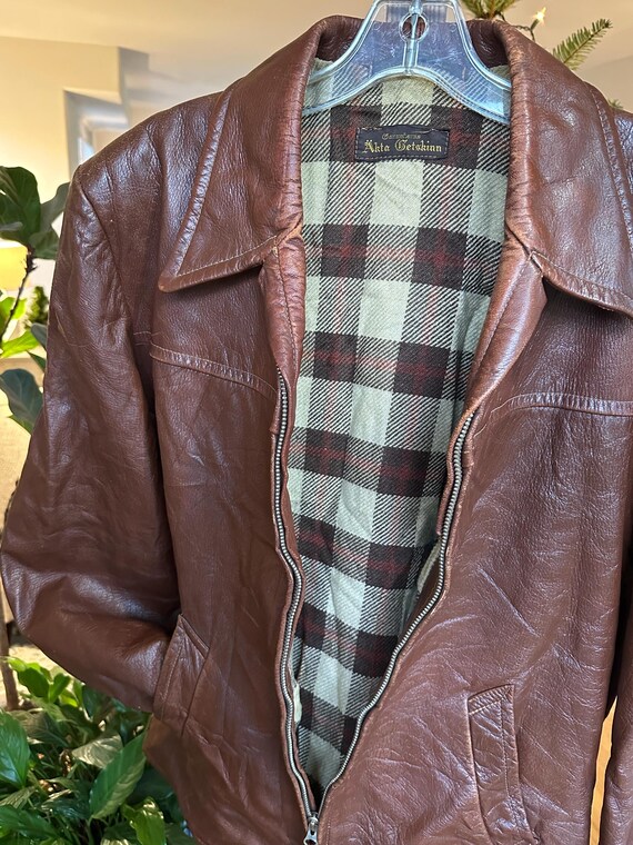 Vintage 70s Swedish Goatskin Leather Jacket: Akta Getskinn, Plaid