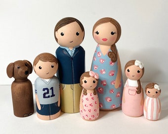 Benutzerdefinierte Peg Doll Familienporträt, personalisiertes Andenken