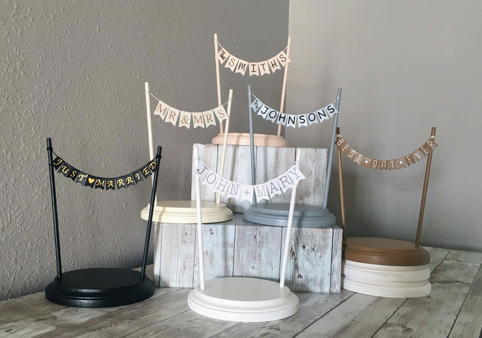 Personalized Wedding Cake Topper Stand With Banner - Etsy