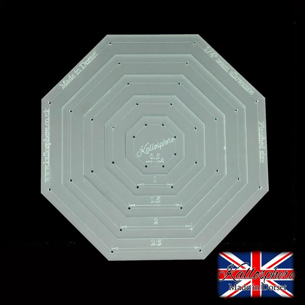 A set of 5 acrylic octagon quilting/patchwork templates