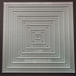 A set of seven square quilting sewing craft acrylic templates - up to 7.5 inches
