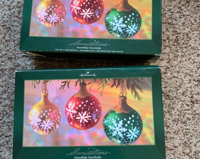 HALLMARK Illuminations Snowflake Snowball Lights Ornaments Christmas NO