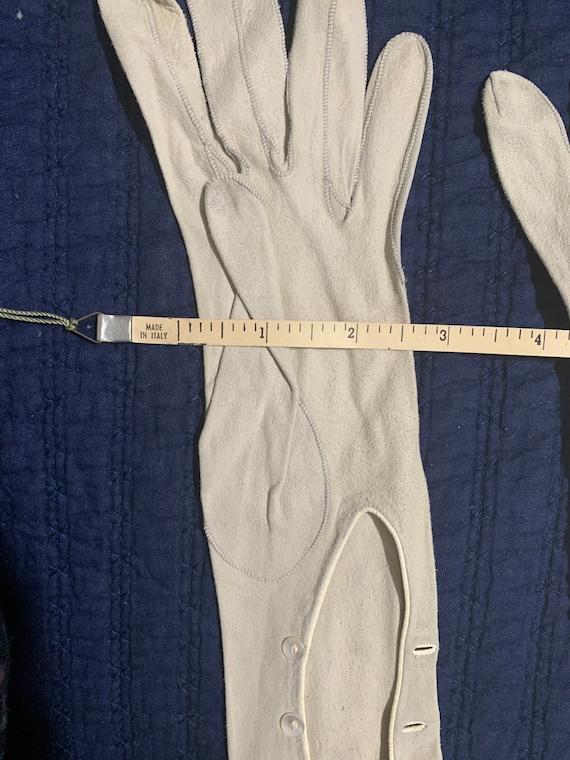 Dove gray kid opera gloves, 1930’s Gem