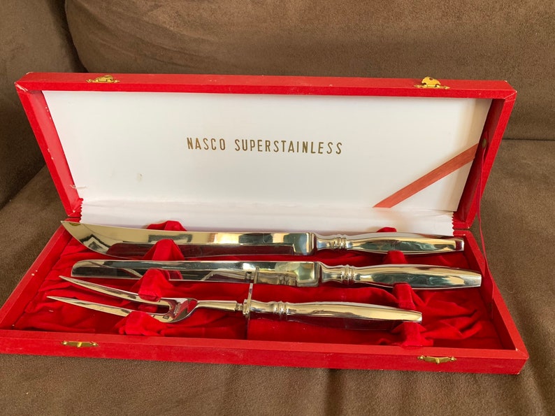 Nasco stainless steel vintage carving set from the 1950/'s