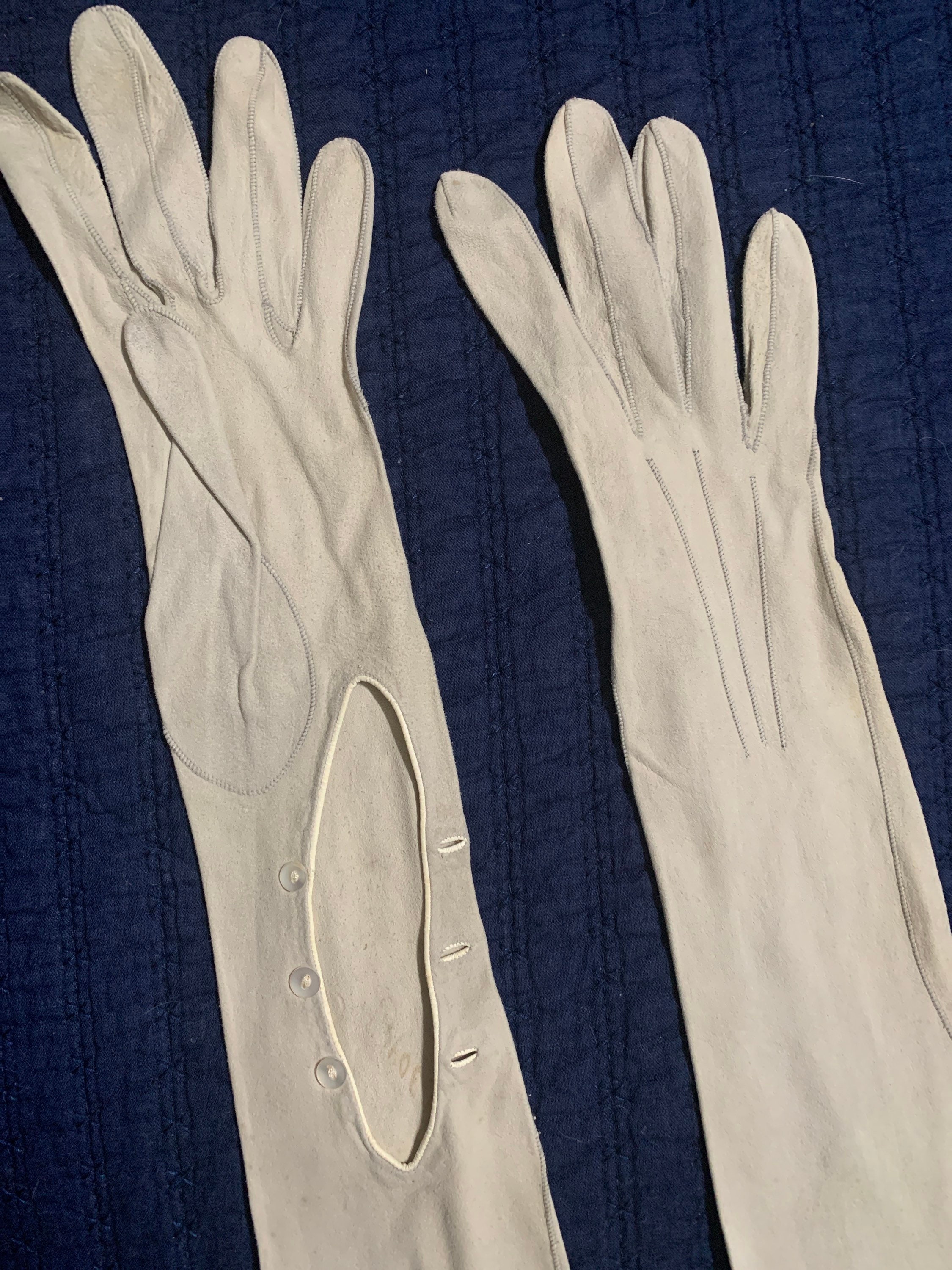 Dove gray kid opera gloves 1930s Etsy