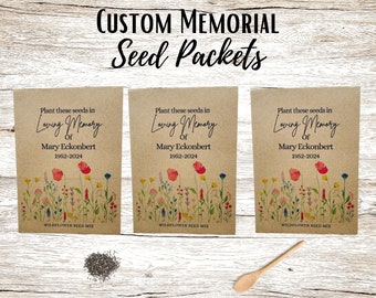 In Loving Memory Wildflower Seed Packet, Memorial Favor, Funeral Packet, Memorial Packet, Wildseed Memorial