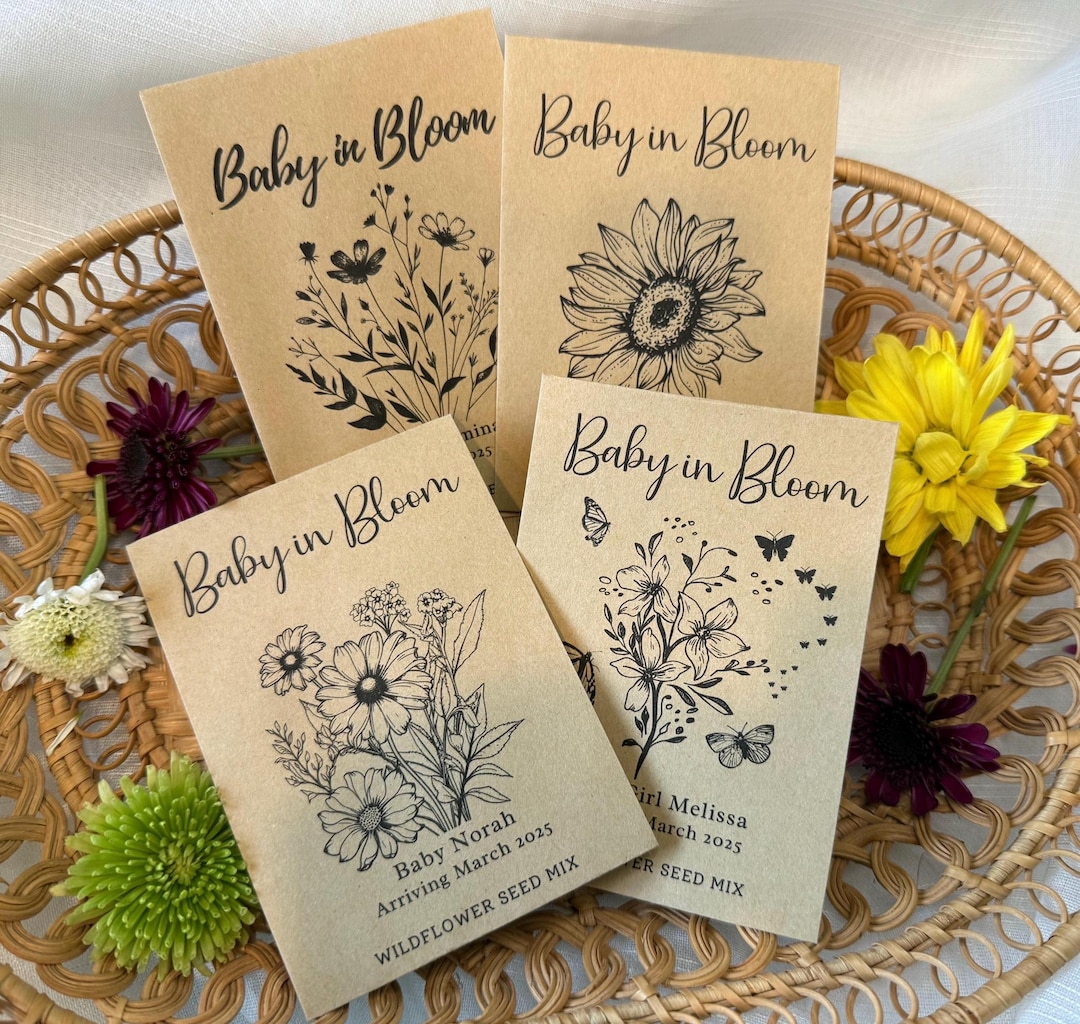 Baby in Bloom Wildflower Seed Packet Favors, Personalized Baby Shower ...