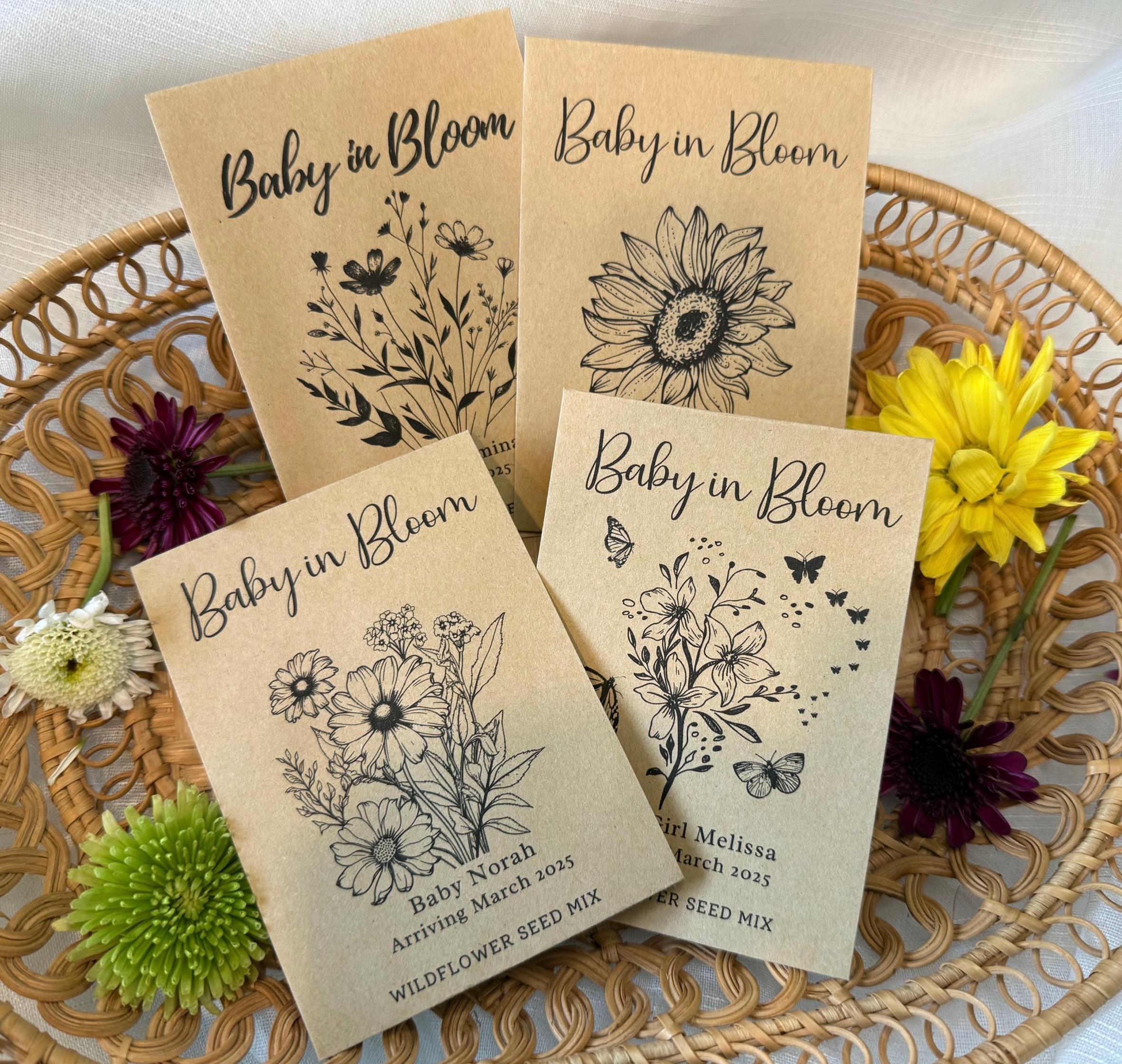 Baby in Bloom Wildflower Seed Packet Favors for Baby Shower