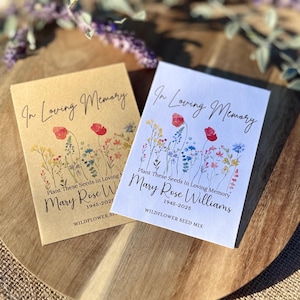 In Loving Memory Wildflower Seed Packet, Memorial Favor, Funeral Packet, Memorial Packet, Wildseed Memorial, Celebration of Life image 1