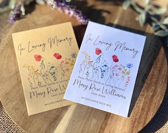 In Loving Memory Wildflower Seed Packet, Memorial Favor, Funeral Packet, Memorial Packet, Wildseed Memorial, Celebration of Life