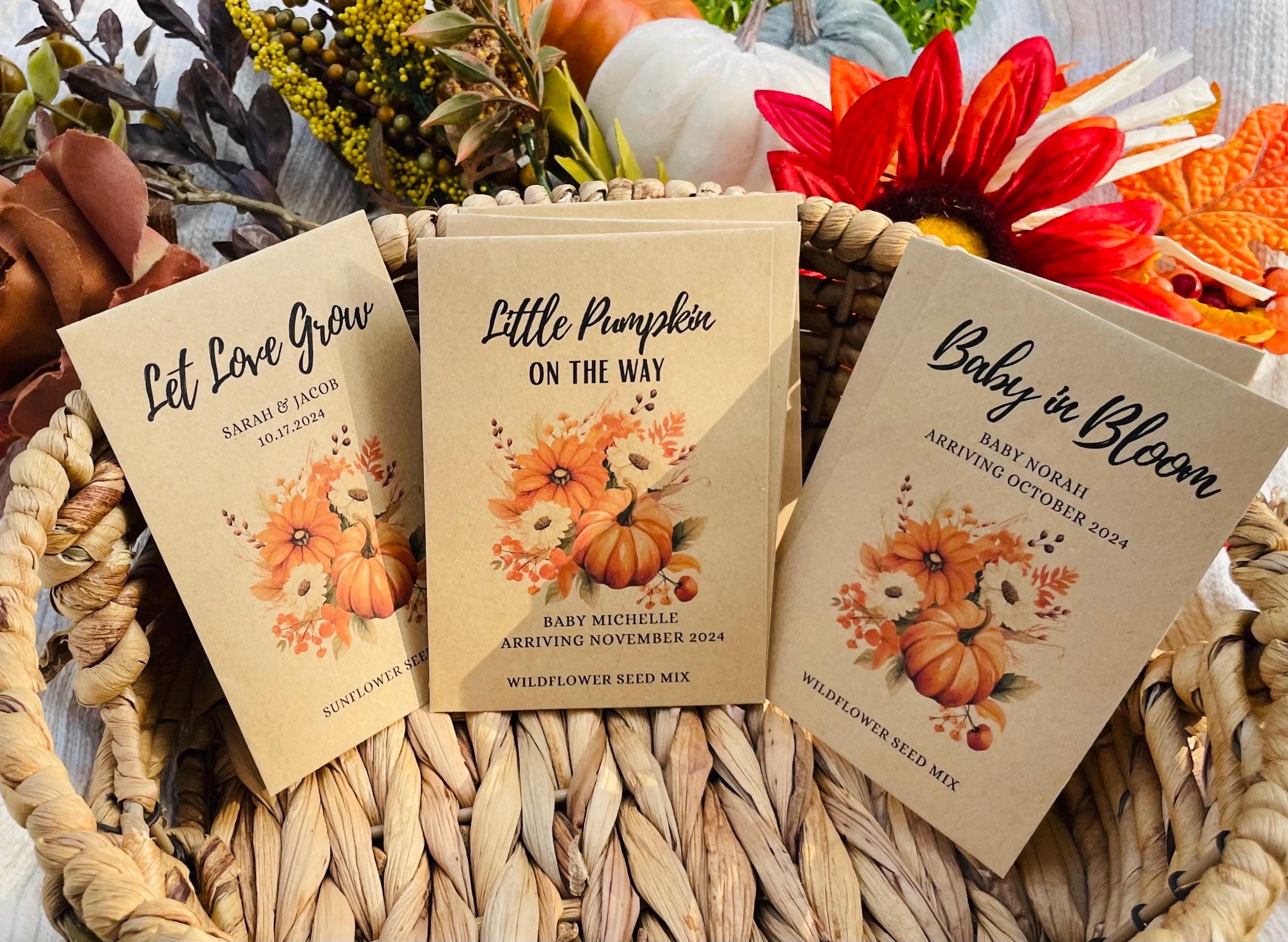 Fall Wildflower Seed Packet Favors for Baby Shower, Custom