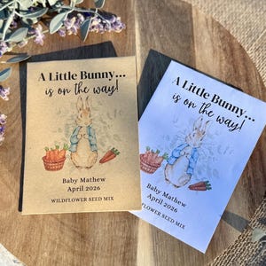 A Little Bunny Wildflower Seed Packet Favors For Baby Shower -  Rabbit Themed Flower Seed Envelopes