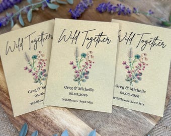 Wild Together Wildflower Seed Packet Favors, Personalized Wedding Bridal Shower, Eco Friendly
